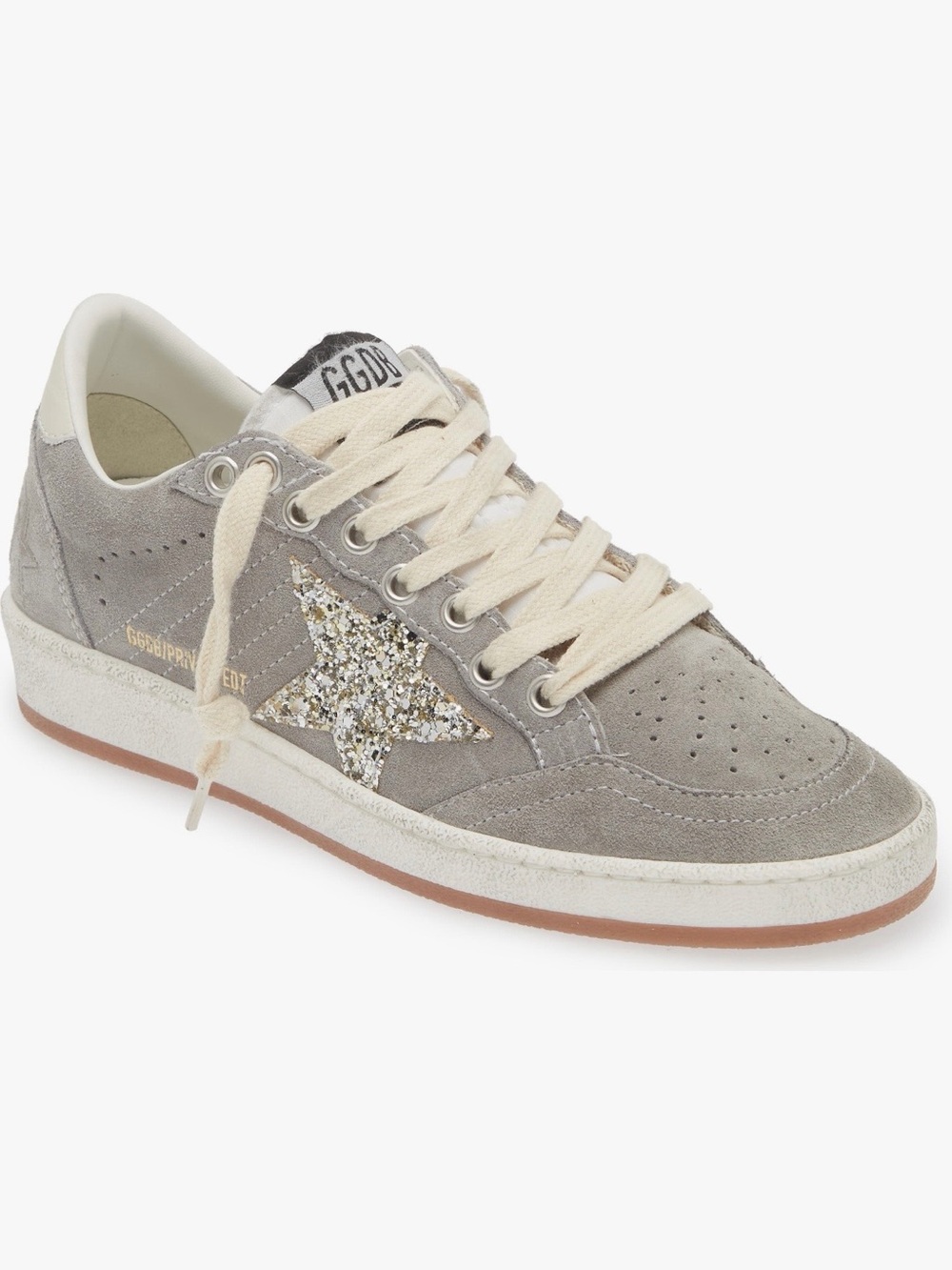 Golden Goose Ball Star Gray Suede with silver glitter star size 38